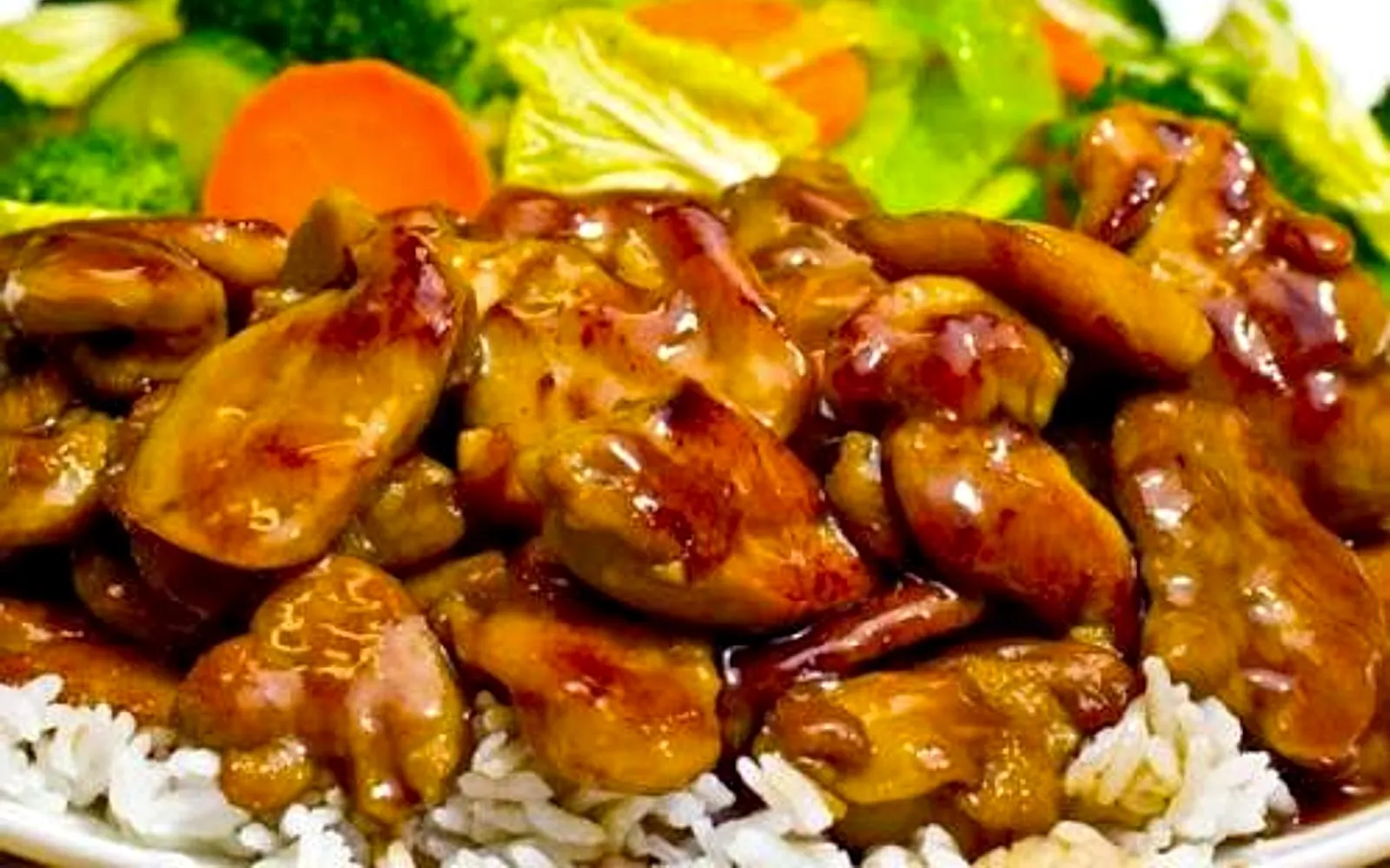 Chicken teriyaki plate with steamed vegetables and rice